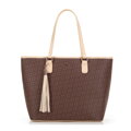 Dámska shopper kabelka so strapcom a monogramom hnedá 99-4Y-505-4