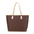Dámska shopper kabelka so strapcom a monogramom hnedá 99-4Y-505-4