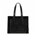 Dámska shopper kabelka z ekokože s kožušinou čierna 99-4Y-216-1