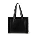Dámska shopper kabelka z ekokože s kožušinou čierna 99-4Y-216-1