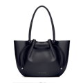 Damska shopperka z imitacji skóry z troczkami czarna 102-4Y-404-1