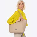 Dámska shopper kabelka z mäkkej ekokože béžová 100-4Y-436-9