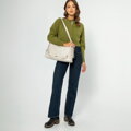 Dámska shopper kabelka s ozdobnými popruhmi sivobiela 99-4Y-419-0
