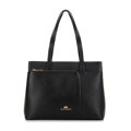 Dámska shopper kabelka z hrachovej kože, čierna a zlatá 29-4E-628-1G