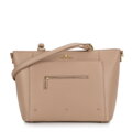 Dámska kožená shopper kabelka s vreckami, béžová 100-4E-607-9