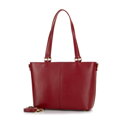 Dámska kožená shopper kabelka s vreckami, červená 100-4E-607-3