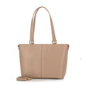 Dámska kožená shopper kabelka s vreckami, béžová 100-4E-607-9