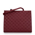 Dámska kožená shopper kabelka z reliéfnej kože bordovej farby 99-4E-301-3