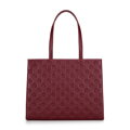 Dámska kožená shopper kabelka z reliéfnej kože bordovej farby 99-4E-301-3