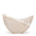 Damska torebka crossbody w geometryczne przeszycia kremowo - srebrna 100-4Y-422-9S
