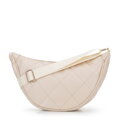 Damska torebka crossbody w geometryczne przeszycia kremowo - złota 100-4Y-422-9G