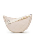 Damska torebka crossbody w geometryczne przeszycia kremowo - srebrna 100-4Y-422-9S