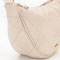 Damska torebka crossbody w geometryczne przeszycia kremowo - złota 100-4Y-422-9G