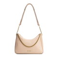 Dámska bagetová kabelka z kože, béžová 100-4E-606-9