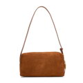Damska torebka bagietka ze skóry zamszowej jasny brąz 102-4E-609-5