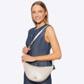 Damska torebka crossbody na szerokim pasku kremowa 100-4Y-421-0