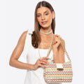 Damska torebka crossbody pleciona multikolor 100-4Y-415-X1