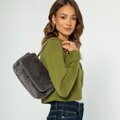 Dámska crossbody kabelka s kožušinou, sivá 99-4Y-218-9