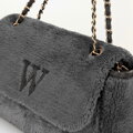Dámska crossbody kabelka s kožušinou, sivá 99-4Y-218-9