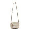Damska torebka listonoszka z elementami ekoskóry kremowa 102-4Y-402-0