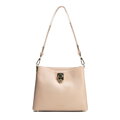 Dámska kožená kabelka cez rameno s prackou béžová 100-4E-605-9