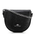Damska torebka saddle bag ze skóry croco czarno - srebrna 99-4E-021-1S