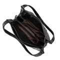 Damska torebka typu worek ze skóry w monogram czarno - srebrna 100-4E-625-1S