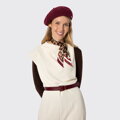 Damski beret wełniany bordowy 103-HF-205-33
