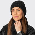 Dámsky zimný komplet čiapka a šál v čiernej farbe 101-SF-211-1