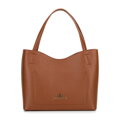 Kožená shopper kabelka s vreckom hnedá 100-4E-219-5