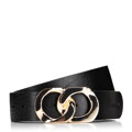 Damski pasek skórzany z dekoracyjną klamrą czarny 99-8D-115-1