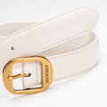 Damski pasek ze skóry naturalnej z zaokrągloną klamrą kremowy 102-8D-011-8