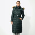 Damski płaszcz zimowy pikowany z kapturem zielony 95-9D-400-Z