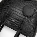 Damski shopper ze skóry we wzór croco czarno - srebrny 100-4E-618-1S