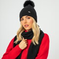 Damski szalik w poziome paski czarny 99-7F-030-1