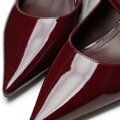 Damskie czółenka ze skóry lakierowanej w szpic bordowe 101-D-403-3