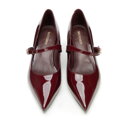 Damskie czółenka ze skóry lakierowanej w szpic bordowe 101-D-403-3