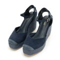 Damskie espadryle na koturnie z wiązaniem granatowe 100-DP-804-N