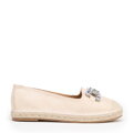 Damskie espadryle z biżuteryjną ozdobą jasny beż 100-DP-208-9