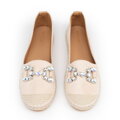 Damskie espadryle z biżuteryjną ozdobą jasny beż 100-DP-208-9