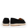 Damskie espadryle z biżuteryjną ozdobą czarno - beżowe 100-DP-208-1