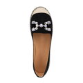 Damskie espadryle z biżuteryjną ozdobą czarno - beżowe 100-DP-208-1