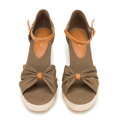 Damskie espadryle z kokardą z przodu khaki 98-DP-500-Z
