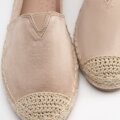 Damskie espadryle z plecionym noskiem beżowe 100-DP-805-9