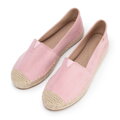 Damskie espadryle z plecionym noskiem różowe 100-DP-805-P