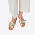 Dámske kožené šľapky zlaté 100-D-251-G