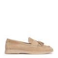 Damskie mokasyny zamszowe z chwostem beżowe 100-D-402-9