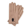 Damskie rękawiczki samochodowe ze skóry naturalnej beżowe 45-6L-210-9