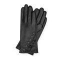 Damskie rękawiczki skórzane z dekoracyjnymi akcentami czarne 39-6L-031-1
