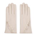 Damskie rękawiczki skórzane z dekoracyjnymi akcentami kremowe 39-6L-031-0